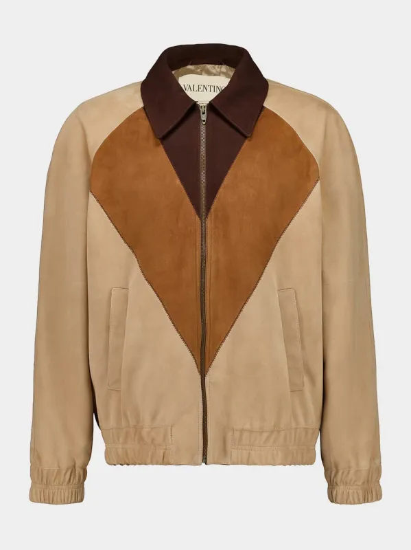 Natural and Orange Zip-Up Long-Sleeved Jacket made by Valentino Garavani
