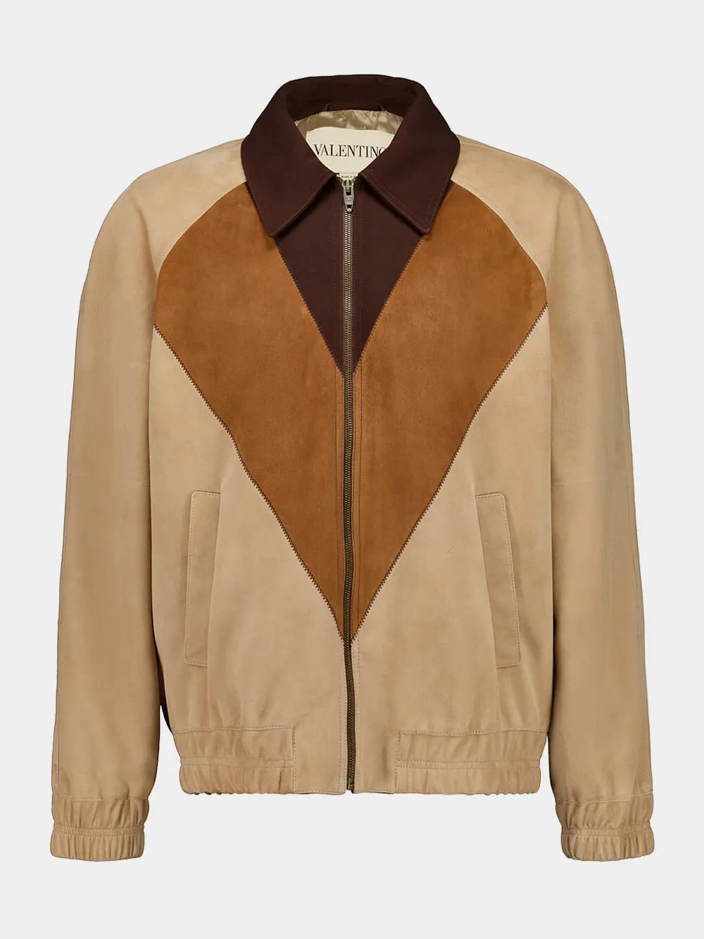Natural and Orange Zip-Up Long-Sleeved Jacket sold by Fashion Clinic