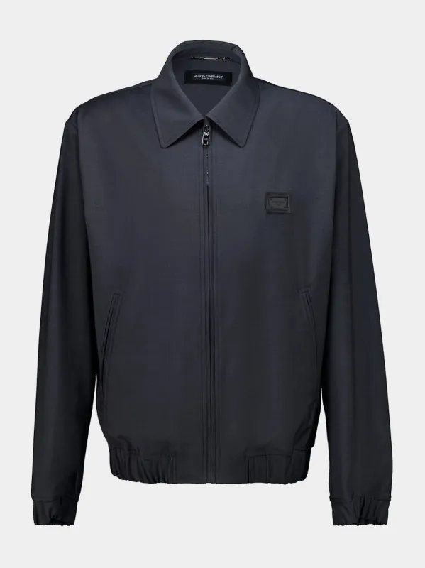 Grey Wool Jacket with Logo Tag sold by Fashion Clinic