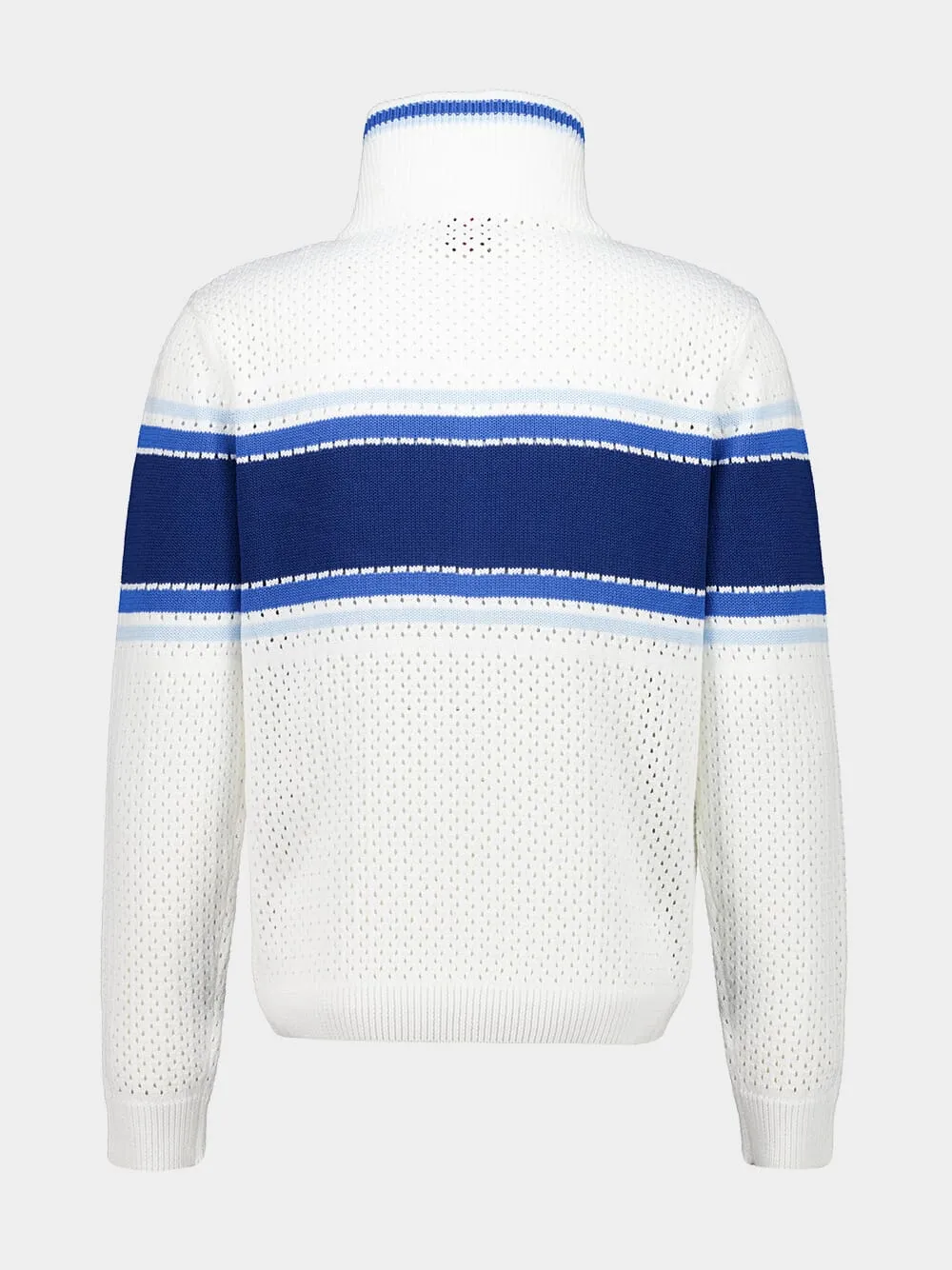 White and Blue Striped Mesh Track Jacket sold by Fashion Clinic product image thumbnail 4