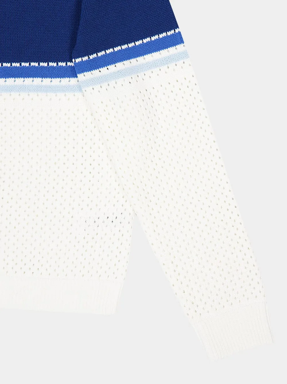 White and Blue Striped Mesh Track Jacket sold by Fashion Clinic product image thumbnail 5