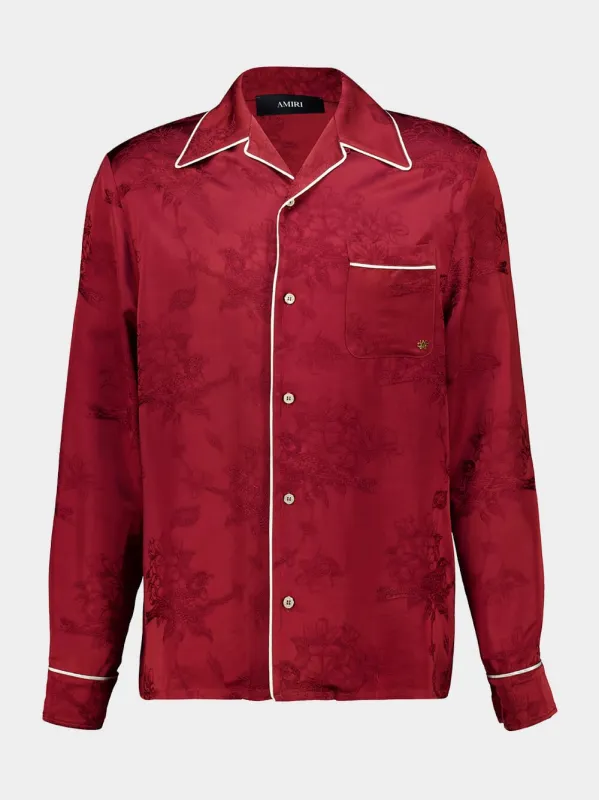 Terracotta Floral Jacquard Pajama Shirt made by AMIRI