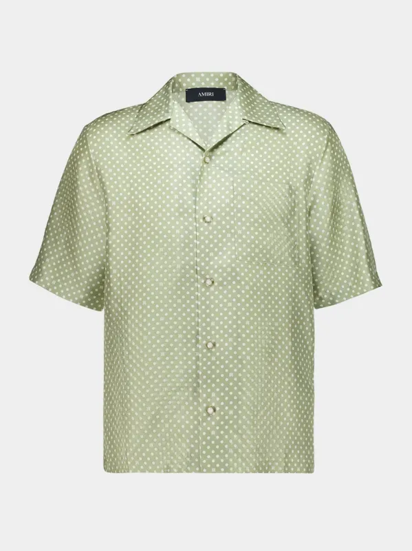 Green Tea Polka Dot Camp Silk Shirt made by AMIRI