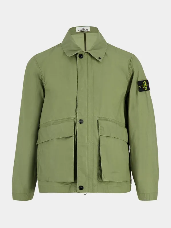 Military Green Waxed Tela Coach Jacket made by Stone Island