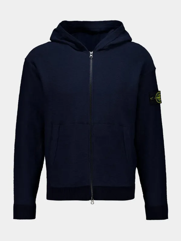 Navy Blue Zip-Up Hooded Jumper made by Fashion Clinic