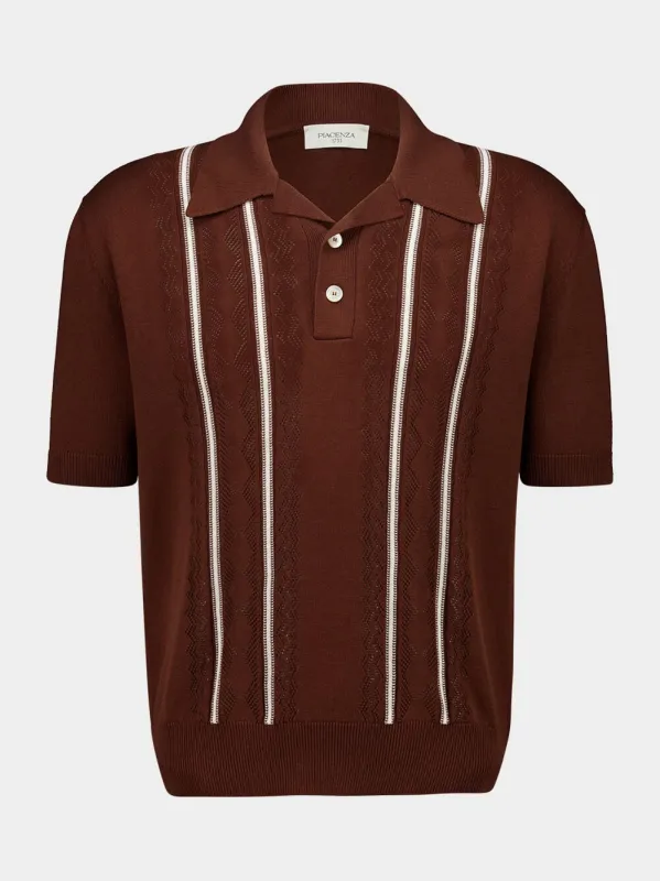 Marron Silk and Cotton Knit Polo made by Fashion Clinic