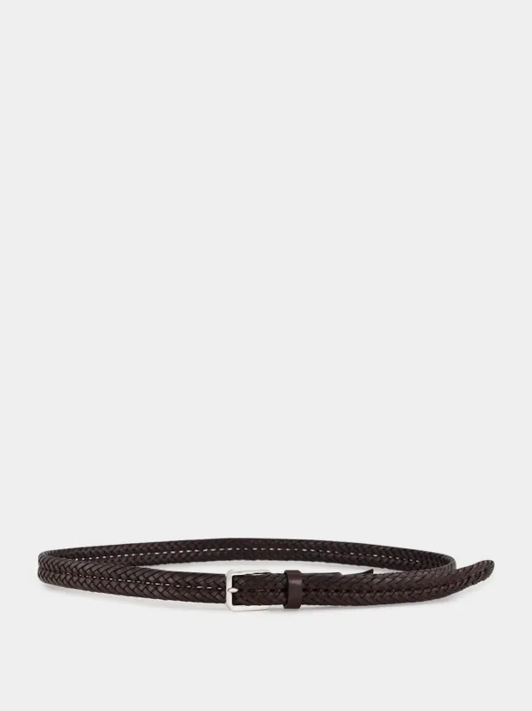 Dark Brown Braided Leather Belt made by Tom Ford