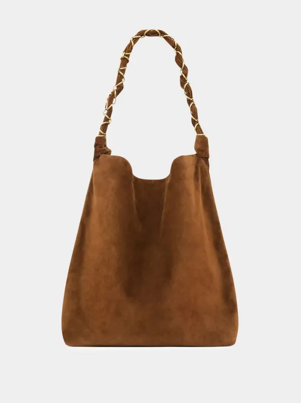 Caramel Cognac Amalia Suede Handbag sold by Fashion Clinic