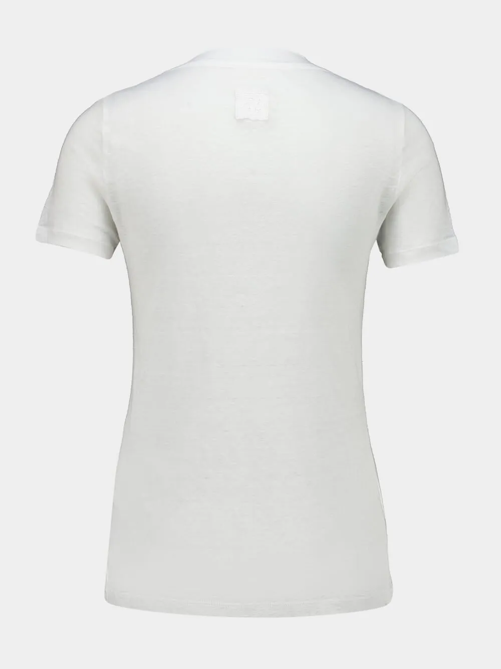 White Linen V-Neck T-Shirt sold by Fashion Clinic product image thumbnail 2