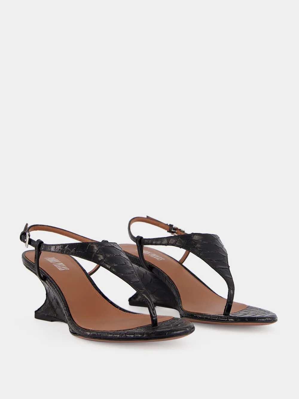 Black Leather Nina Thong 50 Sandals sold by Fashion Clinic product image thumbnail 3