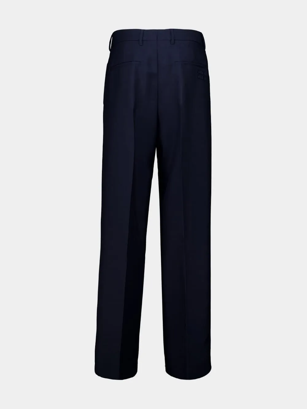 Navy Kid Mohair Straight-Leg Pants sold by Fashion Clinic product image thumbnail 4
