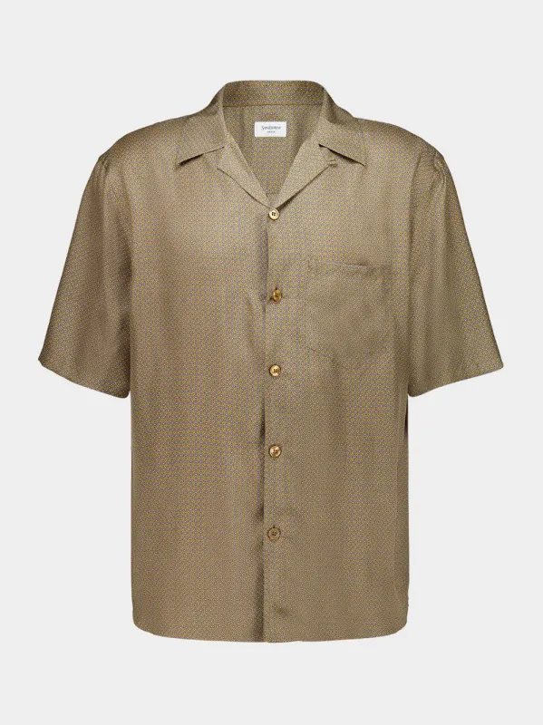 Jaune Gris Geometric Silk Shirt made by Yves Saint Laurent