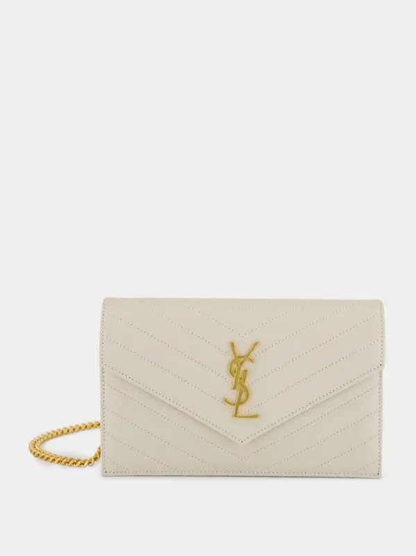 Crema Soft Cassandre Envelope Chain Wallet made by Yves Saint Laurent