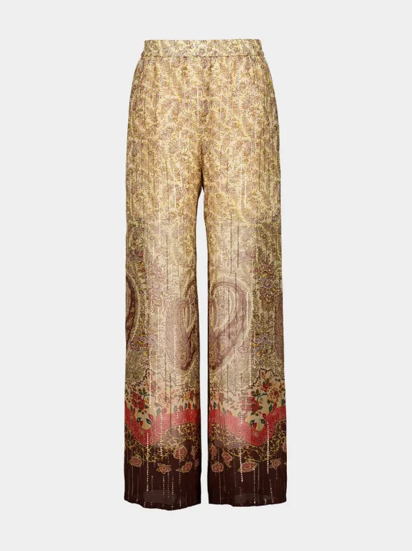 Pekin Voyage Paisley Silk Trousers sold by Fashion Clinic