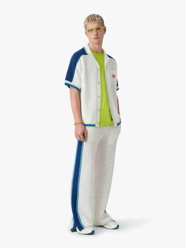 White Blue Mesh Track Pants made by Casablanca