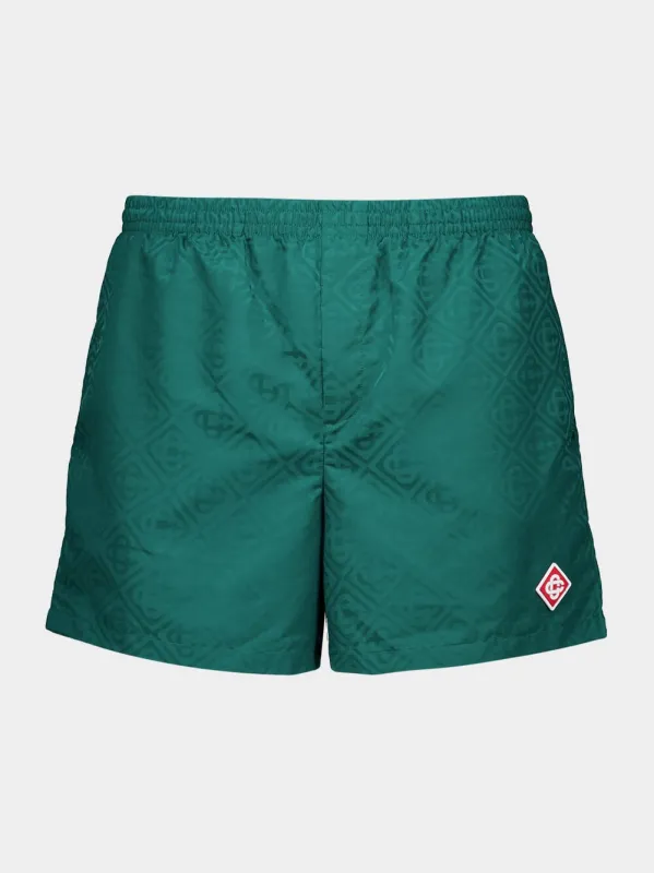 Green Monogram Jacquard Swim Shorts sold by Fashion Clinic