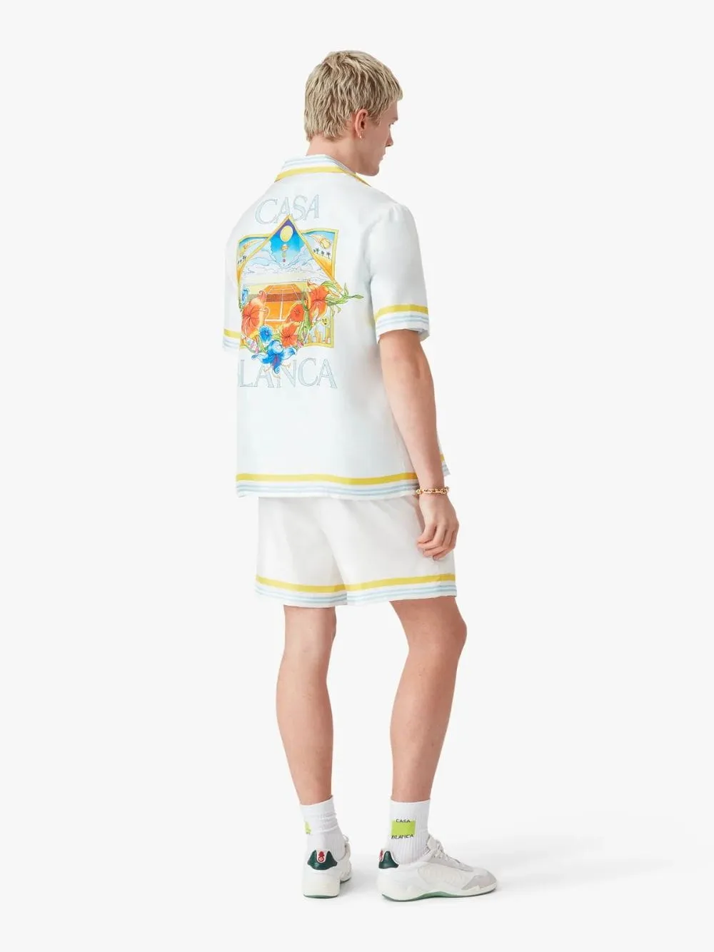 White Tennis Landscape Silk Shorts sold by Fashion Clinic product image thumbnail 4