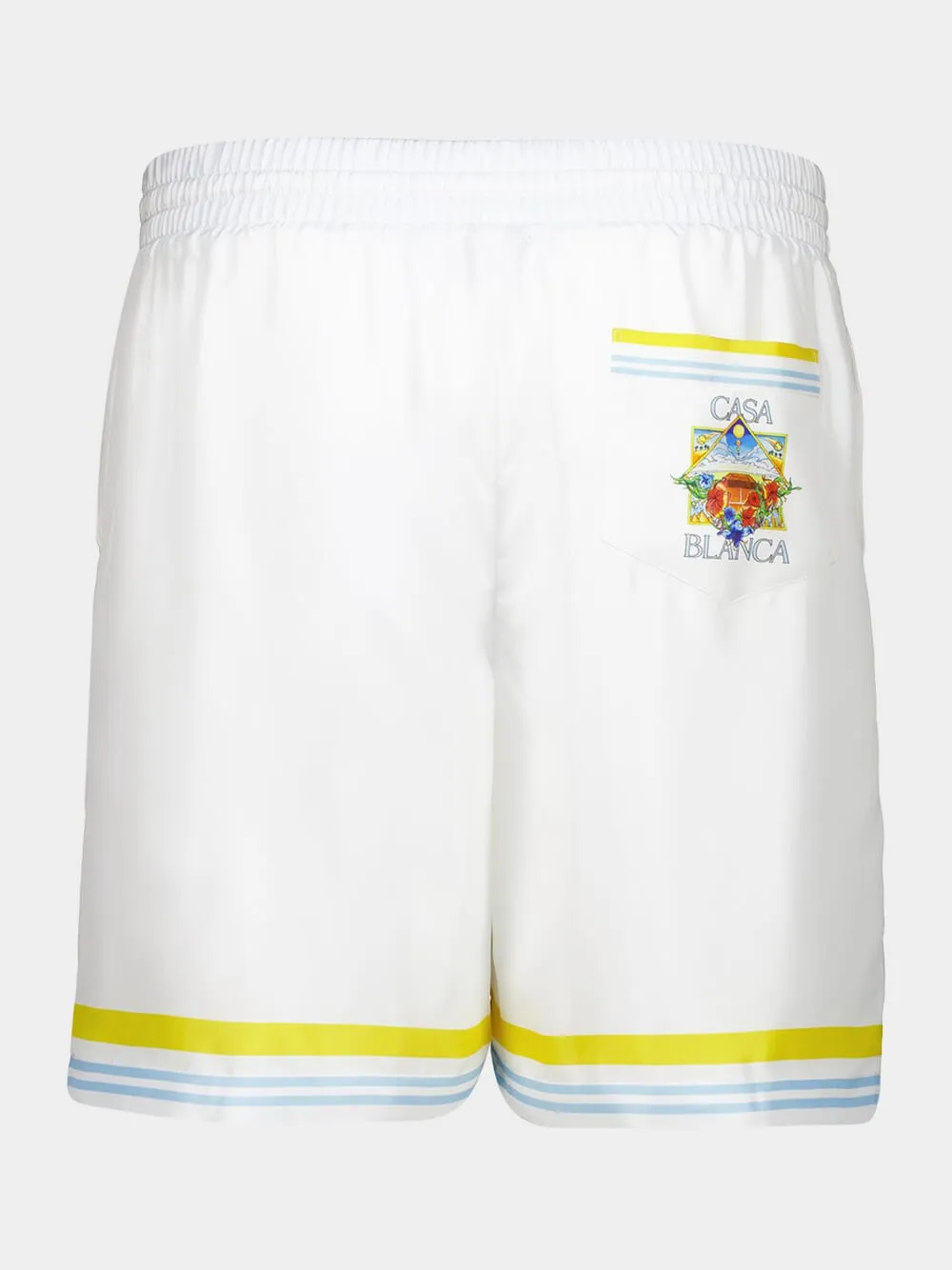 White Tennis Landscape Silk Shorts sold by Fashion Clinic product image thumbnail 3