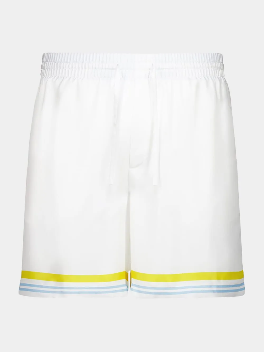 White Tennis Landscape Silk Shorts sold by Fashion Clinic