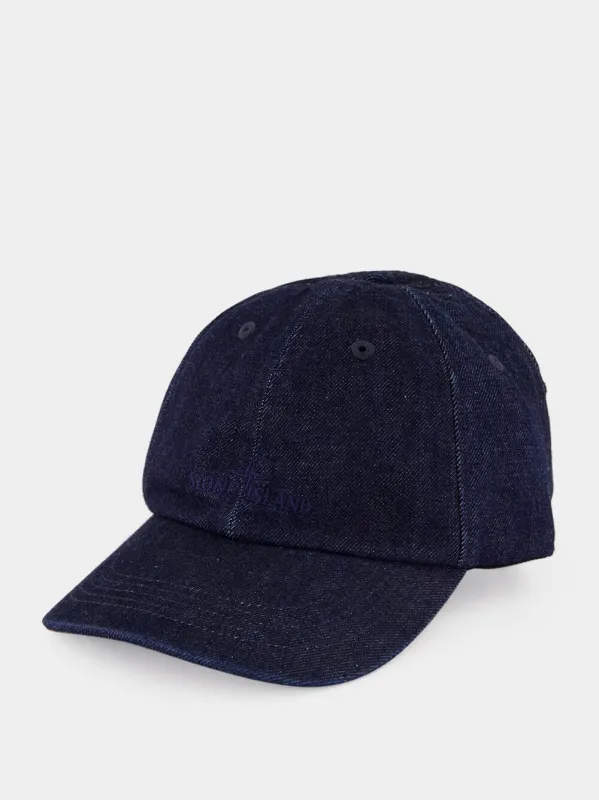 Indigo Denim Logo Baseball Cap made by Stone Island