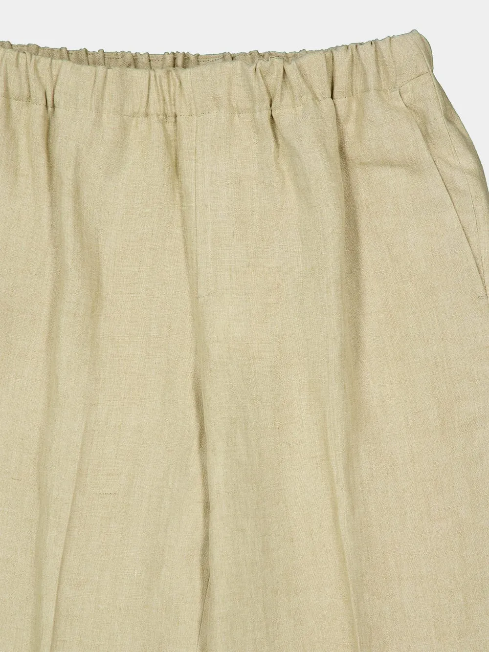 Beige Linen Straight-Leg Trousers sold by Fashion Clinic product image thumbnail 3