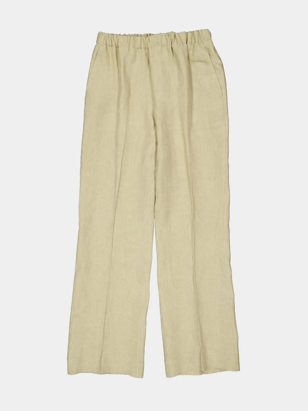 Beige Linen Straight-Leg Trousers sold by Fashion Clinic product image thumbnail 5
