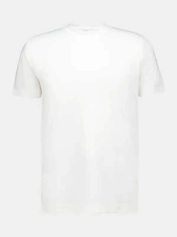 White Cotton Crew Neck T-Shirt made by Boglioli