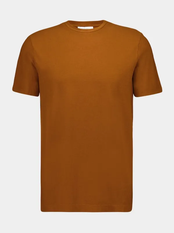 Copper Cotton Linen Crew Neck T-Shirt made by Boglioli