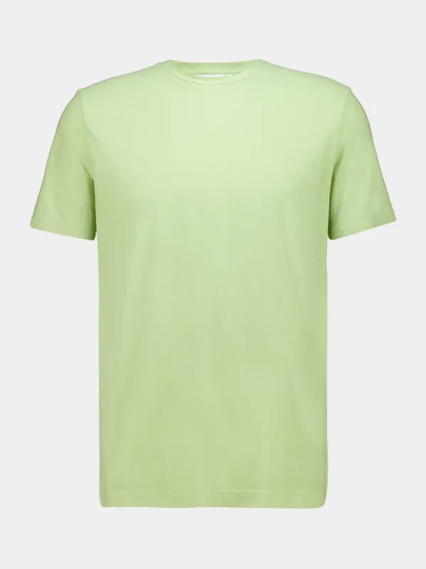 Light Green Cotton Linen Crew Neck T-Shirt sold by Fashion Clinic