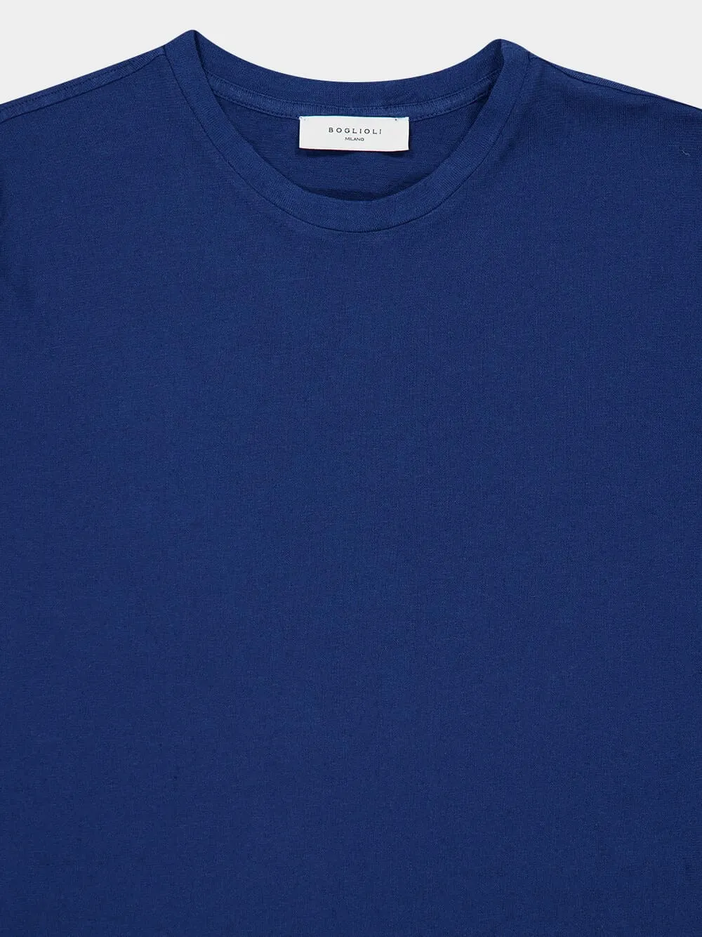 Blue Cotton Linen Crew Neck T-Shirt sold by Fashion Clinic product image thumbnail 3
