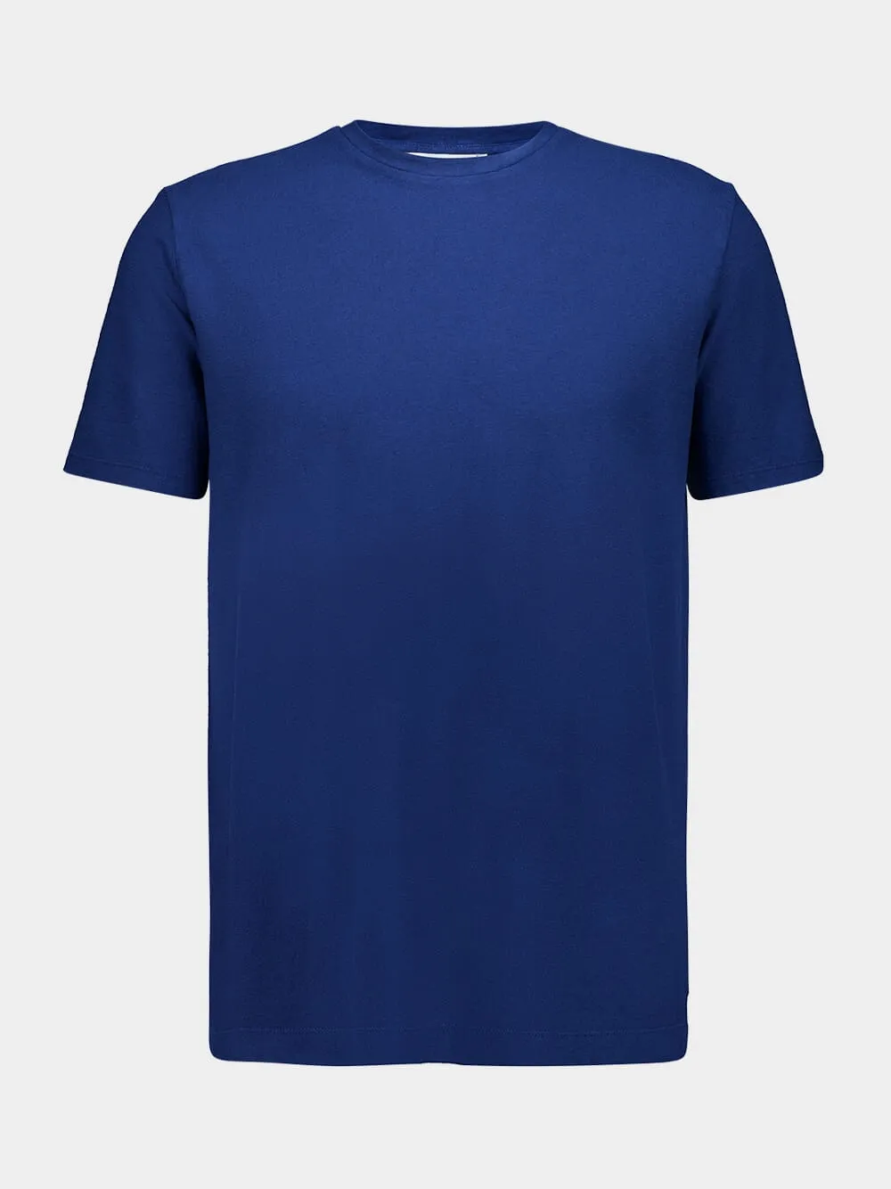 Blue Cotton Linen Crew Neck T-Shirt sold by Fashion Clinic