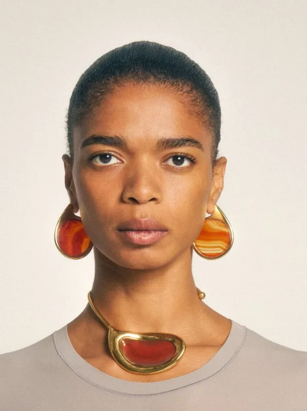 Dusk Gold-Plated Red Agate Choker sold by Fashion Clinic