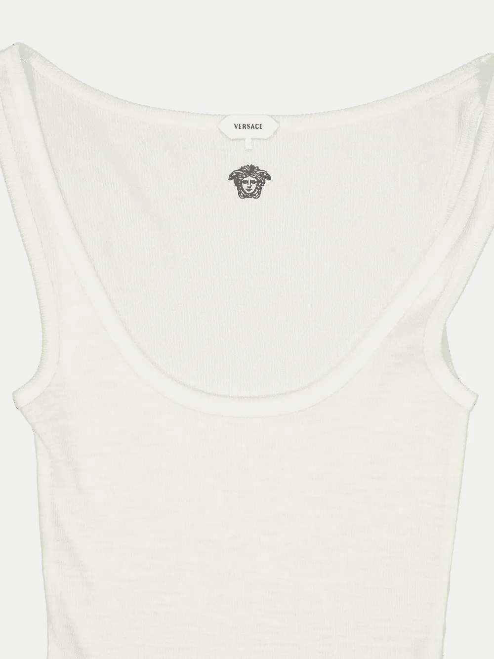 White Embroidered Ribbed Wool Tank Top sold by Fashion Clinic product image thumbnail 5