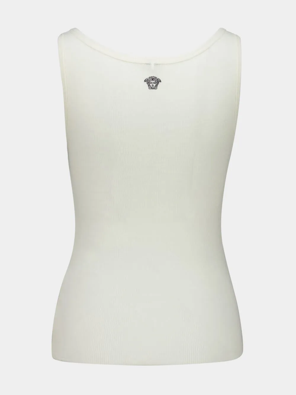 White Embroidered Ribbed Wool Tank Top sold by Fashion Clinic product image thumbnail 3