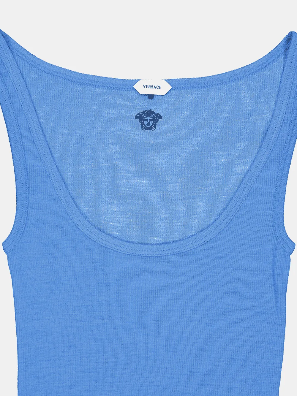 Blue Embroidered Ribbed Wool Tank Top sold by Fashion Clinic product image thumbnail 5