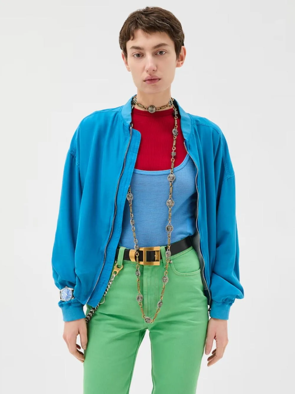 Blue Embroidered Ribbed Wool Tank Top sold by Fashion Clinic product image thumbnail 2