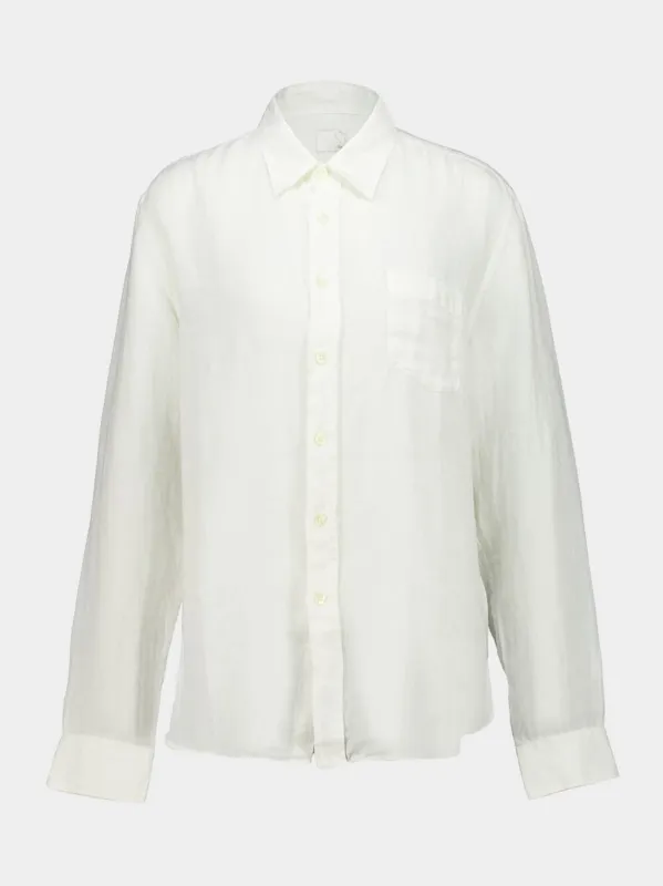 Ice White Linen Regular Fit Shirt made by Fashion Clinic