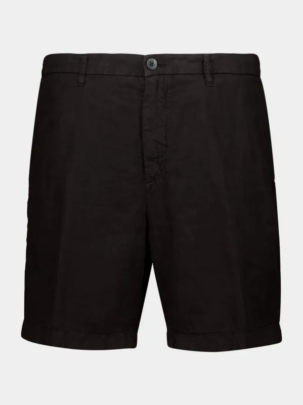 Black Linen Bermuda Shorts made by Fashion Clinic