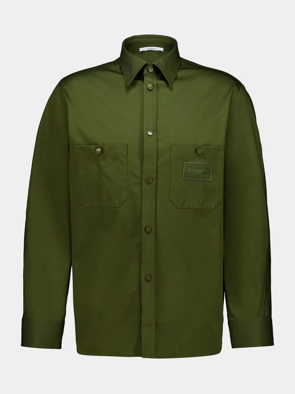 Khaki Cotton Couture Seam Overshirt sold by Fashion Clinic