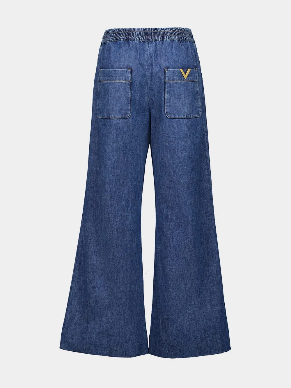 Blue Chambray Flared Denim Pants sold by Fashion Clinic product image thumbnail 2
