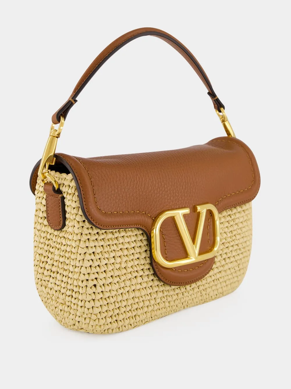 Natural Raffia and Saddle Brown Leather Shoulder Bag sold by Fashion Clinic product image thumbnail 4