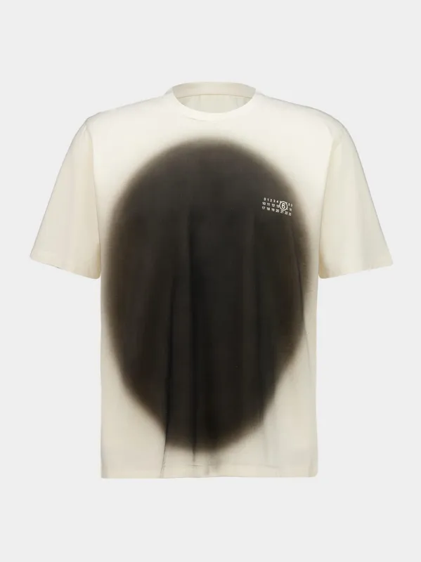 Cream Cotton Spray Print T-Shirt made by Maison Margiela
