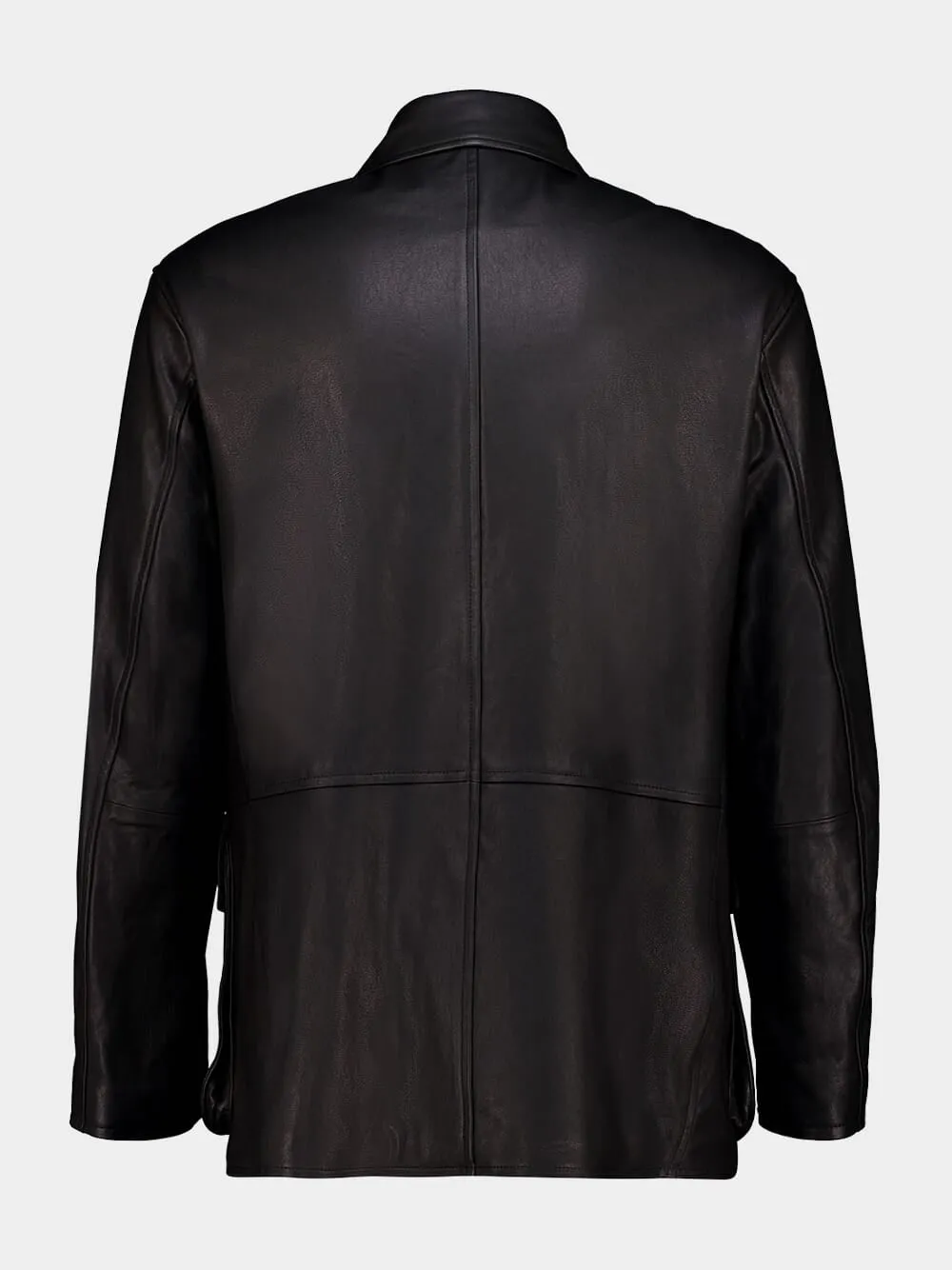 Black Textured Lamb Leather Blouson sold by Fashion Clinic product image thumbnail 3