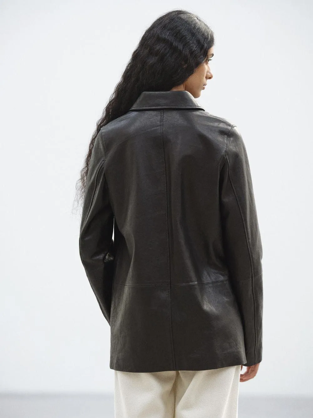 Black Textured Lamb Leather Blouson sold by Fashion Clinic product image thumbnail 3