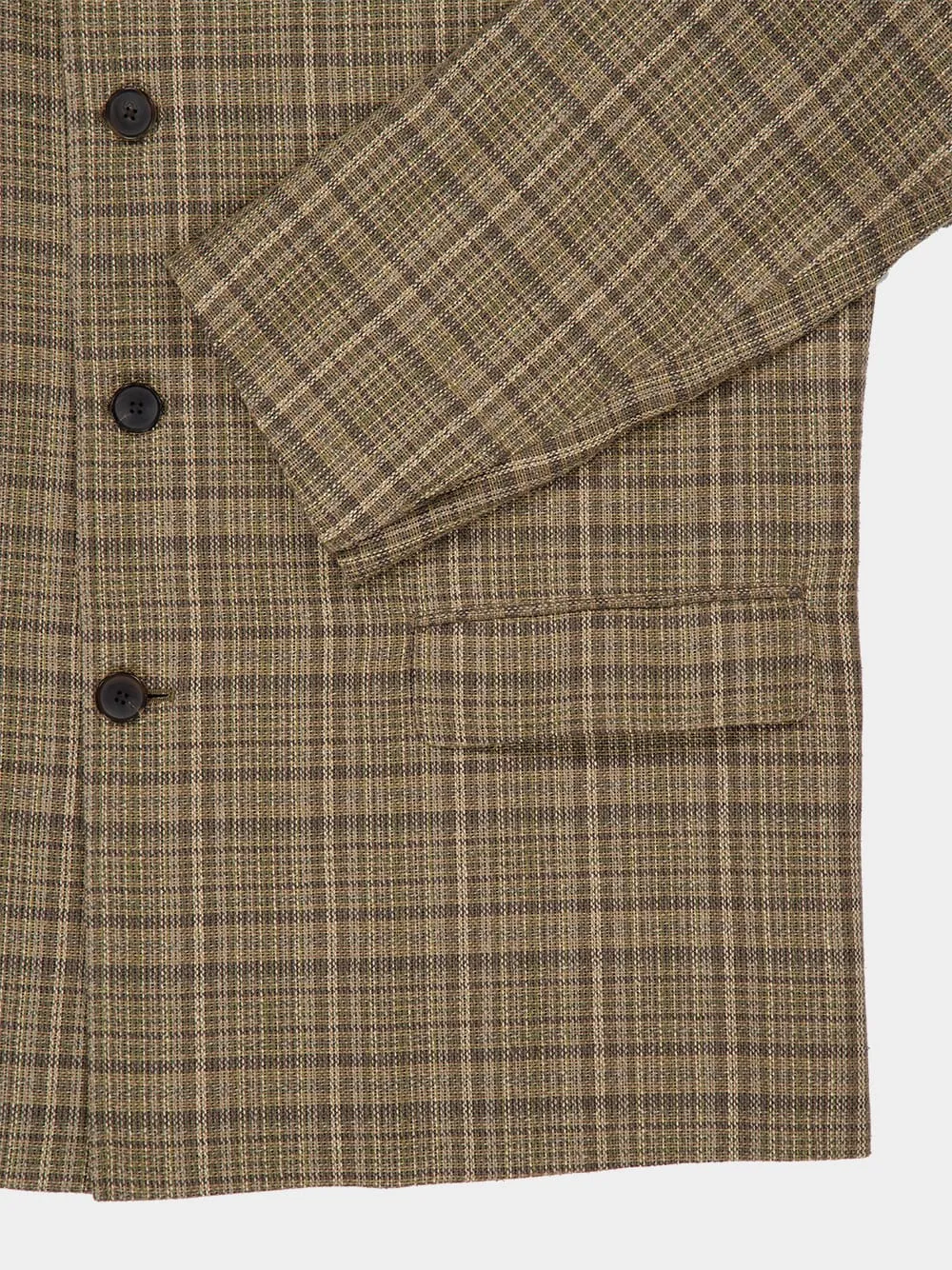 Dark Brown Silk Linen Check Jacket sold by Fashion Clinic product image thumbnail 4