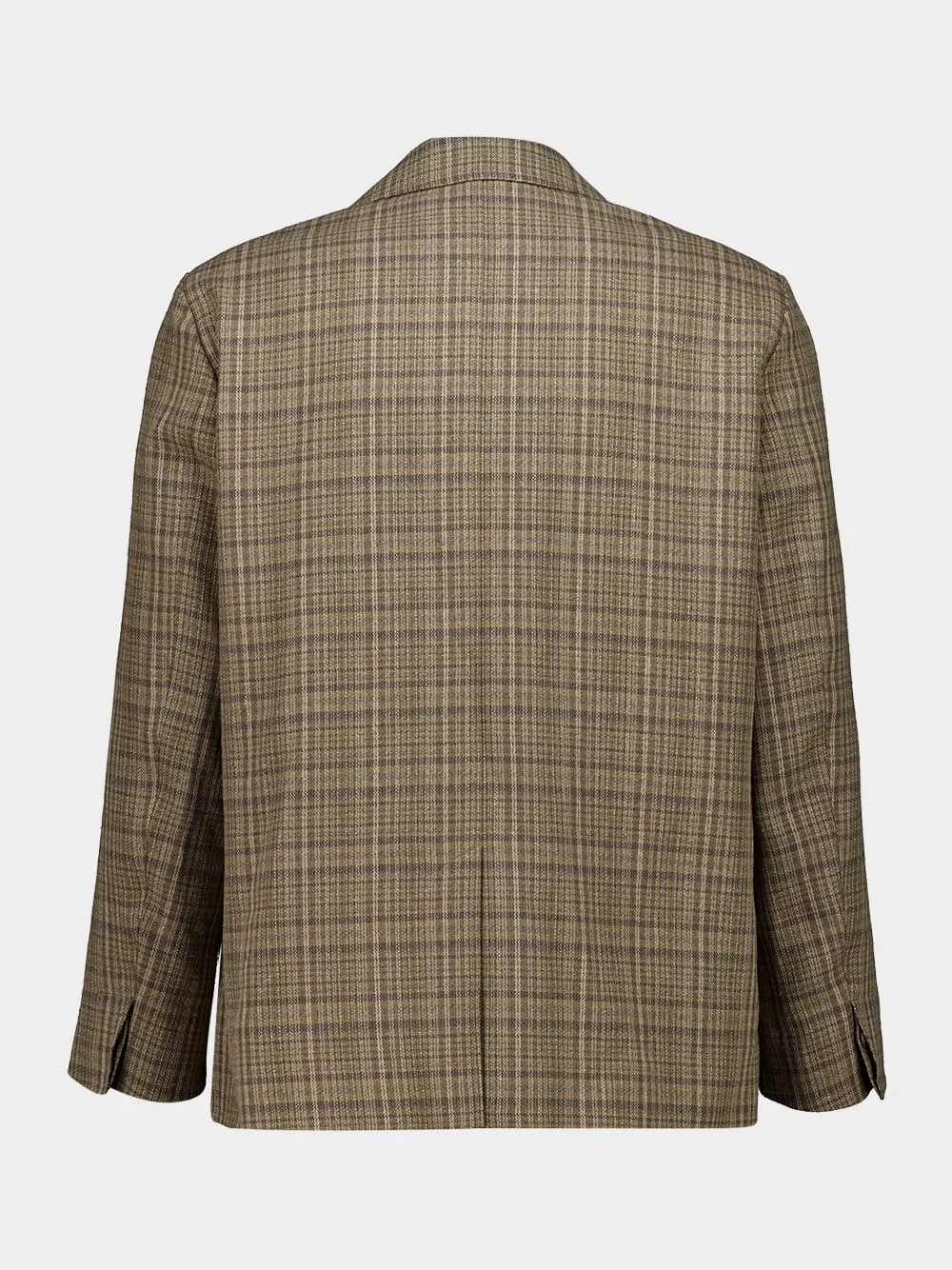 Dark Brown Silk Linen Check Jacket sold by Fashion Clinic product image thumbnail 2