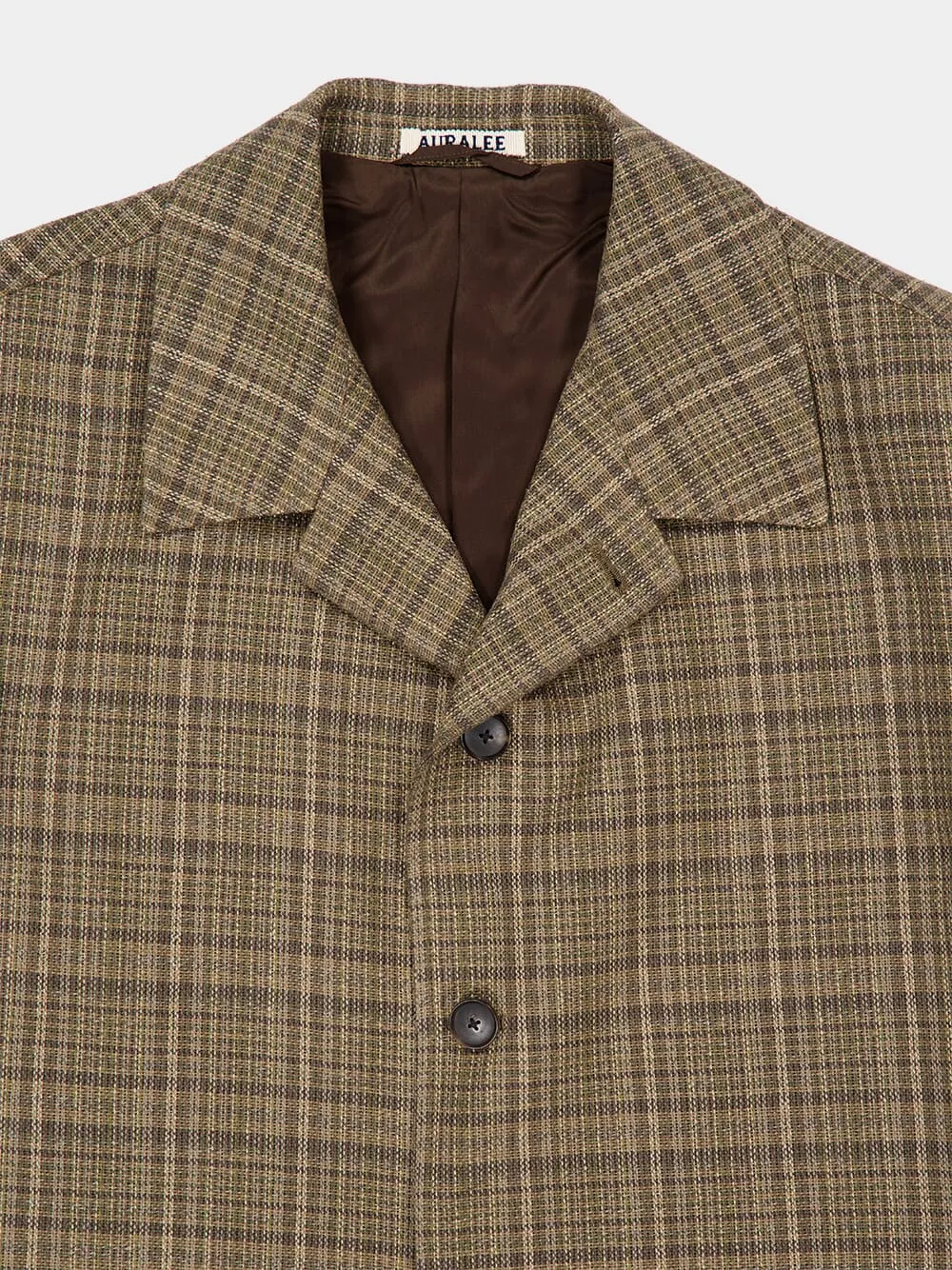 Dark Brown Silk Linen Check Jacket sold by Fashion Clinic product image thumbnail 3