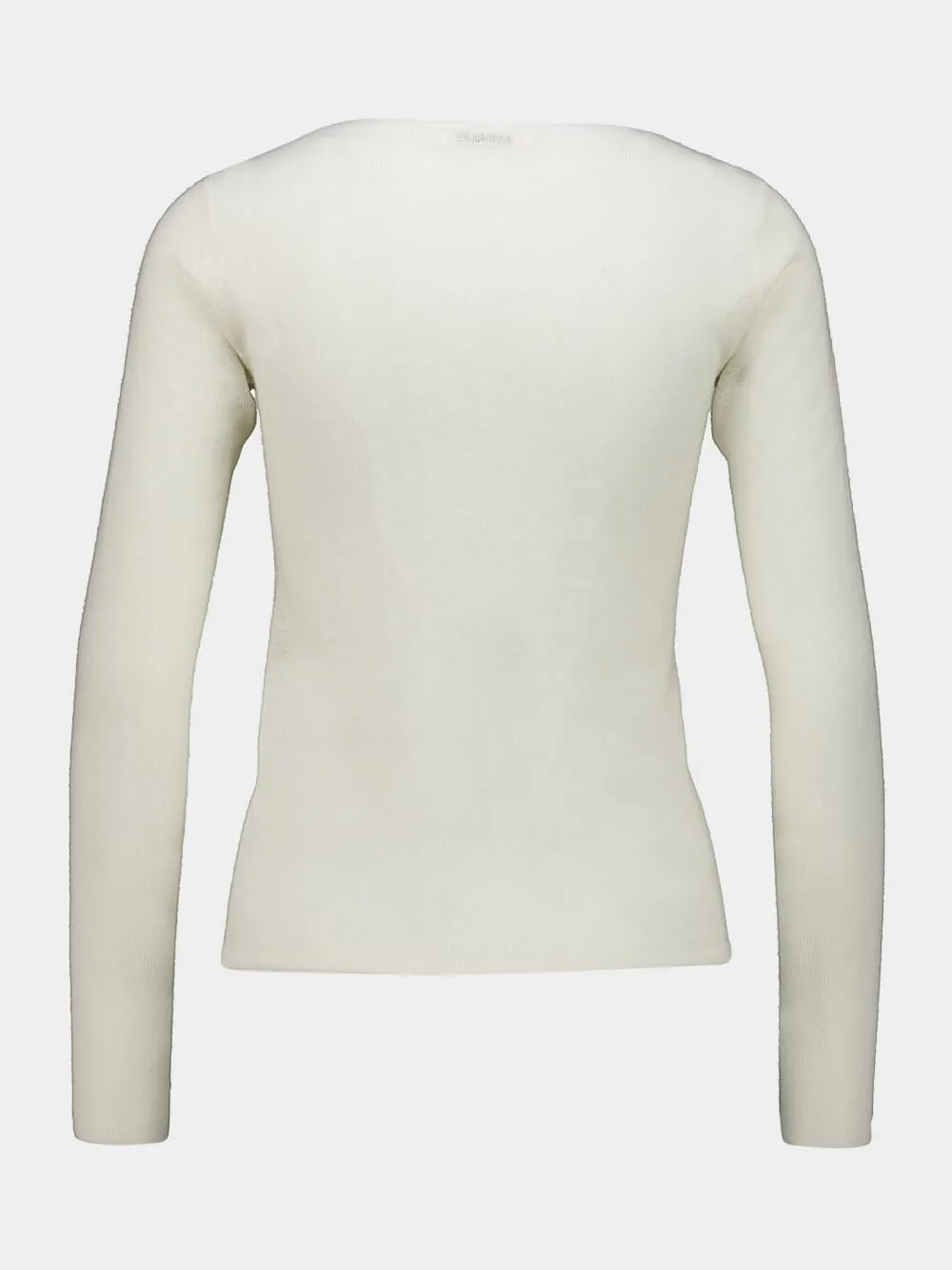 Ivory White Sheer Cashmere Boat Neck Knit sold by Fashion Clinic product image thumbnail 3
