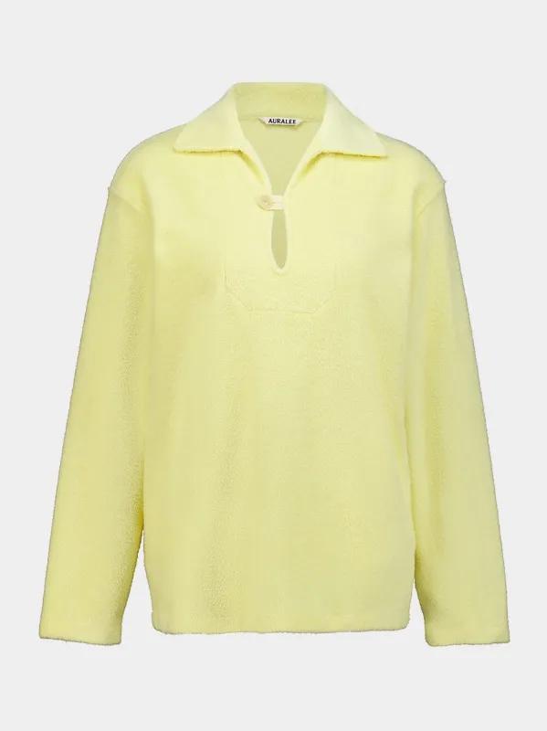 Light Yellow Terry Cotton Shirt made by Auralee