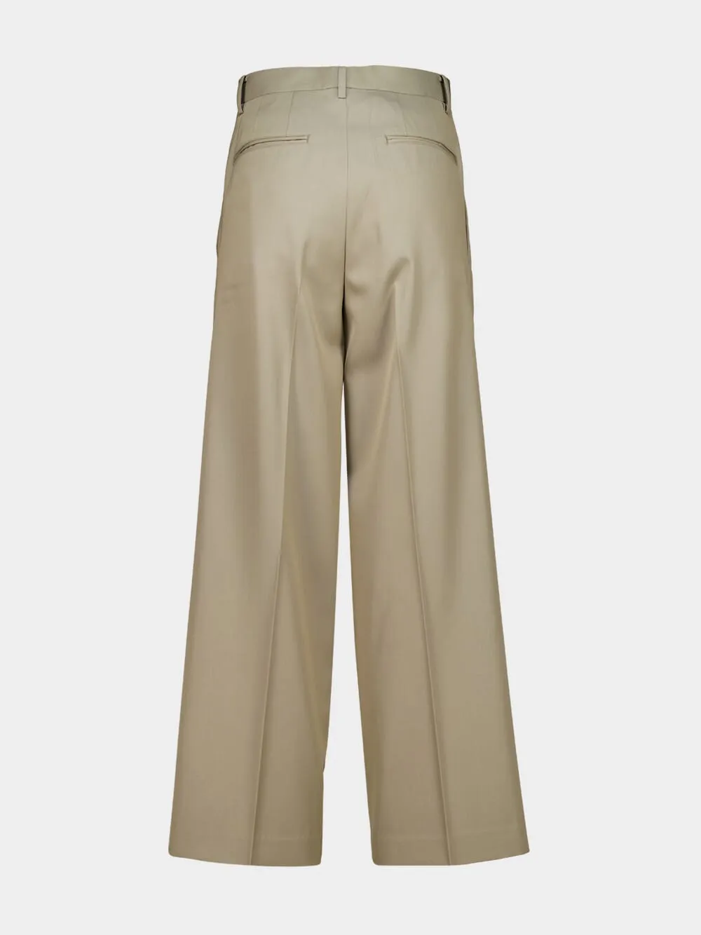 Khaki Beige Wool Gabardine Pleated Trousers sold by Fashion Clinic product image thumbnail 2